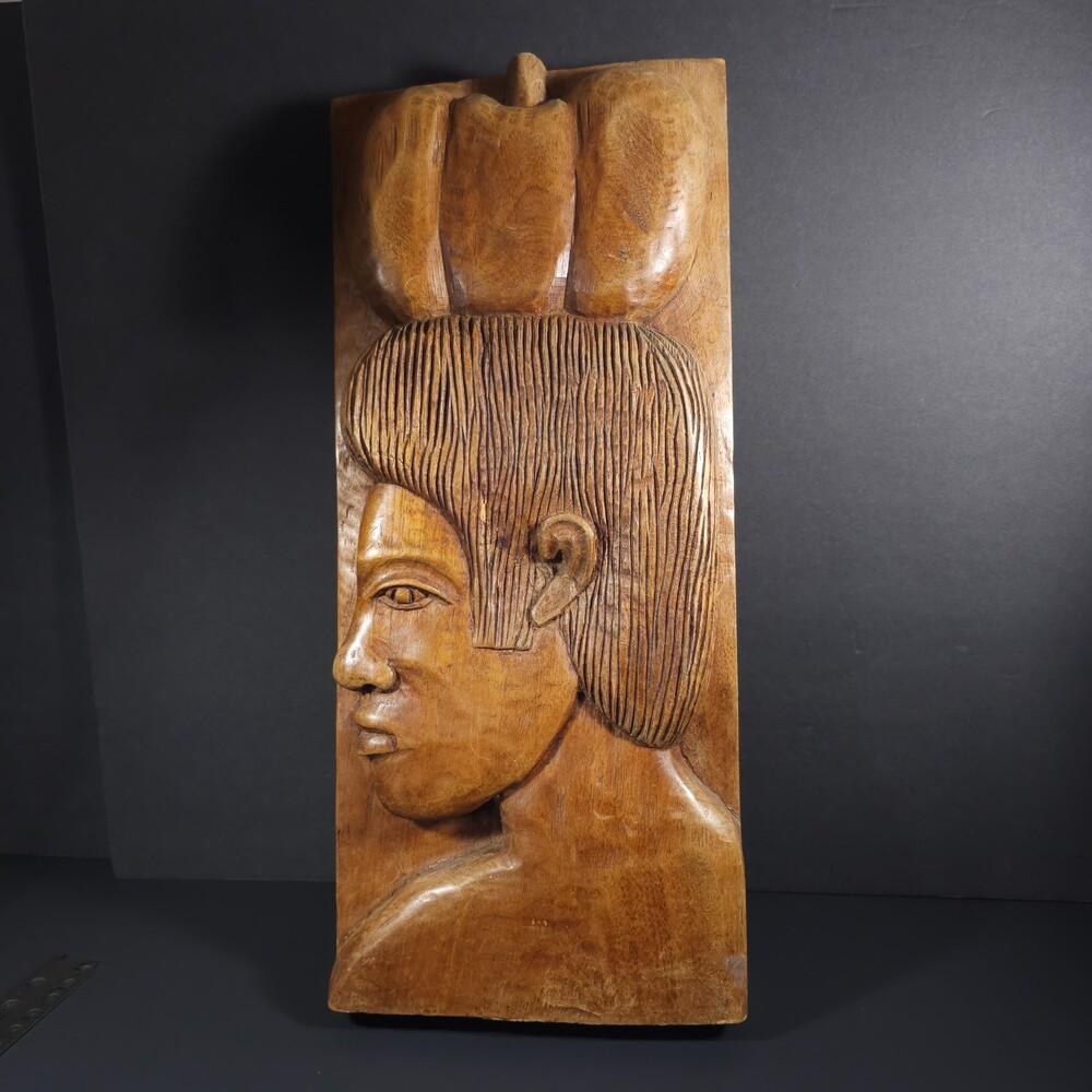 African Wood Carving Wall Hanging Wood Relief, African Art 18" x 8"